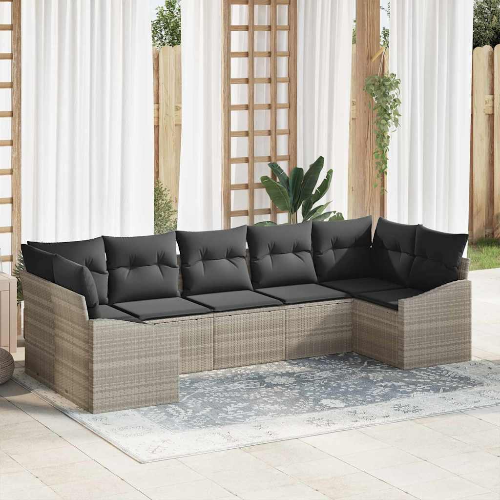 Set sofe 7 kom. Svjetlosiva poliratan 289 x 123,5 x 85 cm