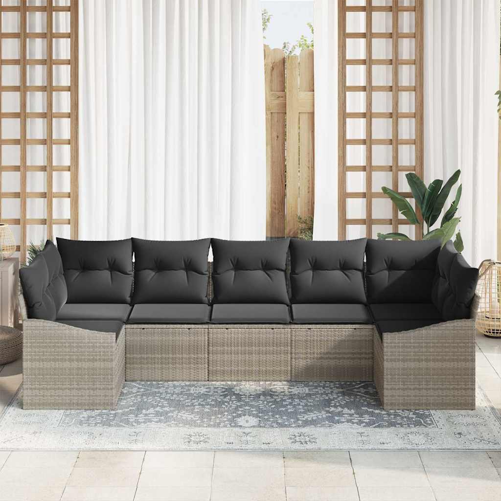 Set sofe 7 kom. Svjetlosiva poliratan 289 x 123,5 x 85 cm
