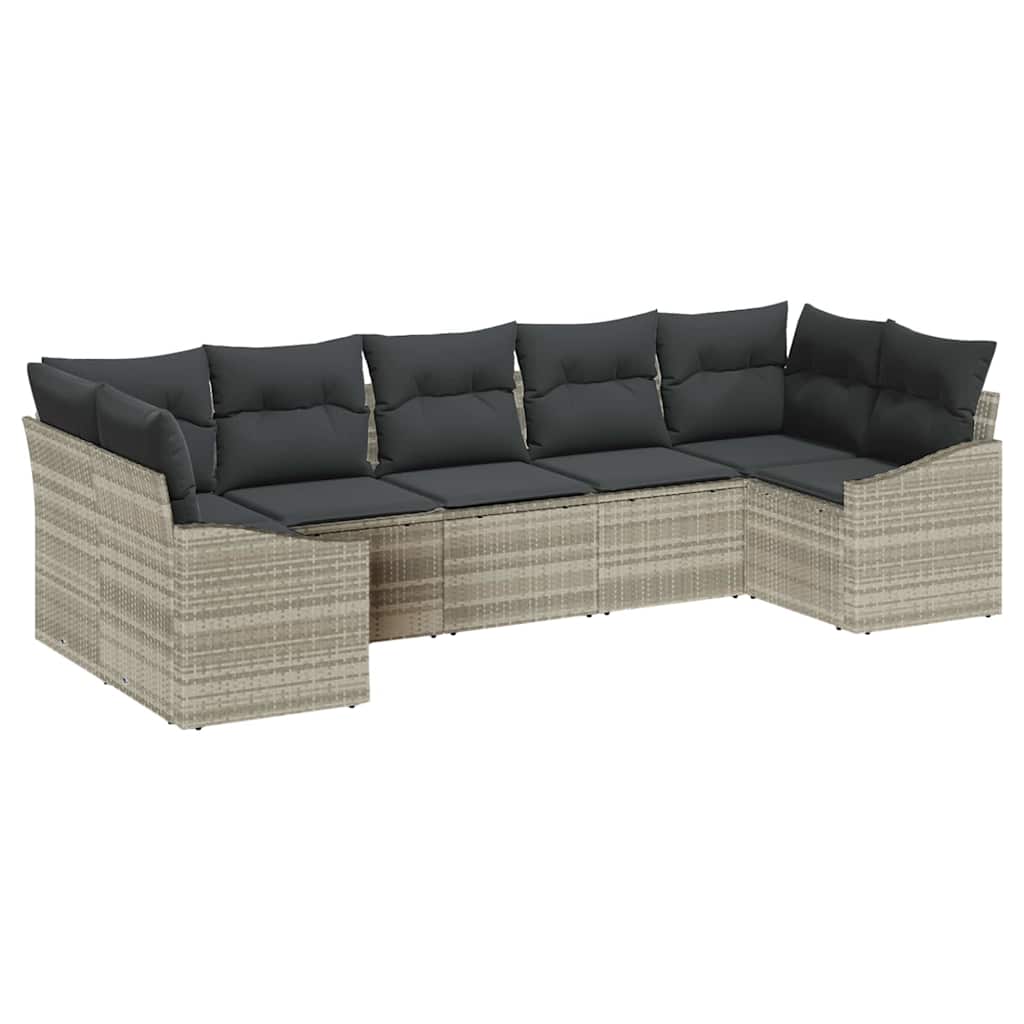 Set sofe 7 kom. Svjetlosiva poliratan 289 x 123,5 x 85 cm