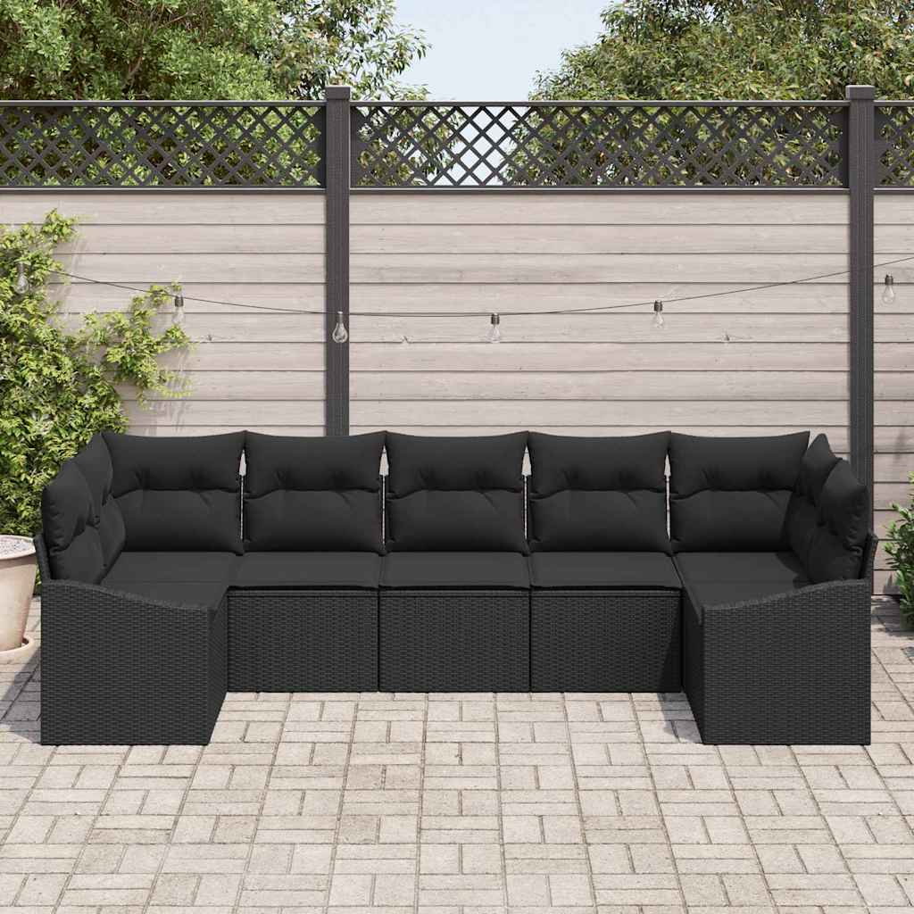 Set sofe 7 kom. Crna poliratan 289 x 123,5 x 85 cm
