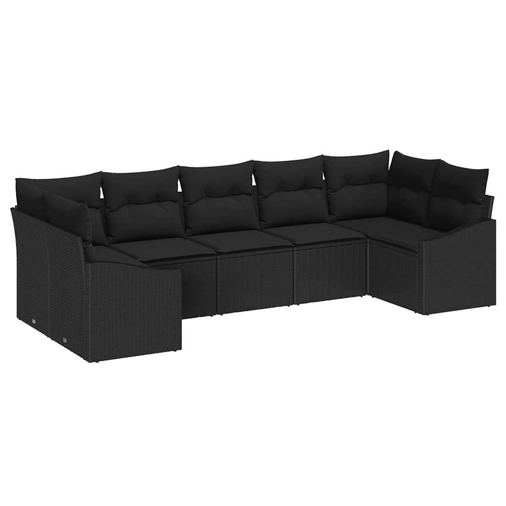 Set sofe 7 kom. Crna poliratan 289 x 123,5 x 85 cm