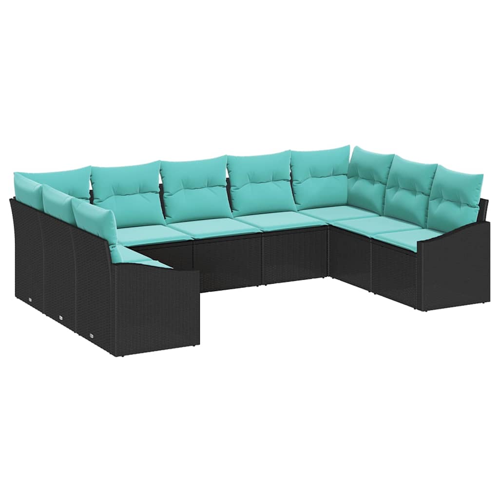 Set sofe 9 kom. Crna poliratan 289 x 178,5 x 85 cm