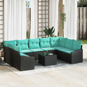 Set sofe 10 kom. Crna poliratan 289 x 178,5 x 85 cm