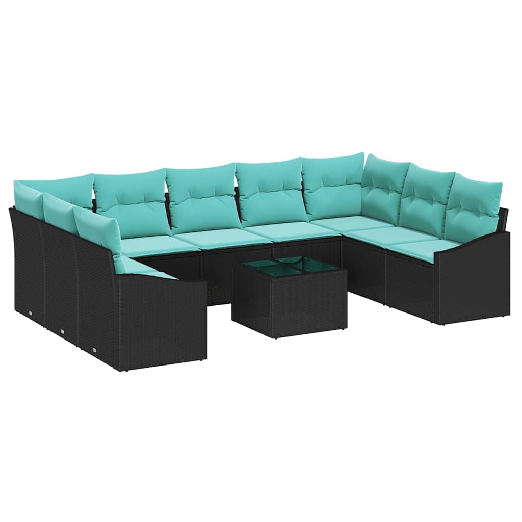 Set sofe 10 kom. Crna poliratan 289 x 178,5 x 85 cm