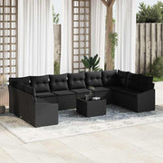 Set sofe 11 kom. Crna poliratan 344 x 178,5 x 85 cm
