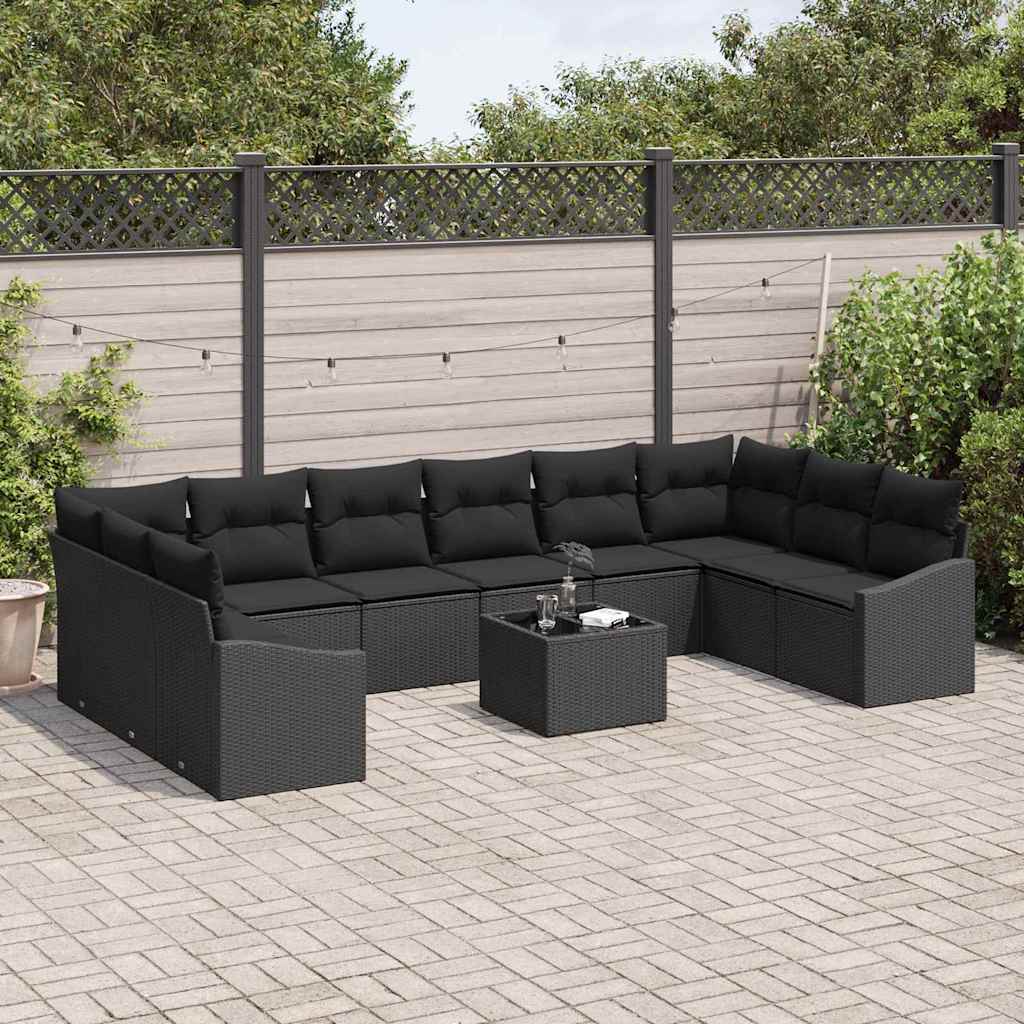 Set sofe 11 kom. Crna poliratan 344 x 178,5 x 85 cm