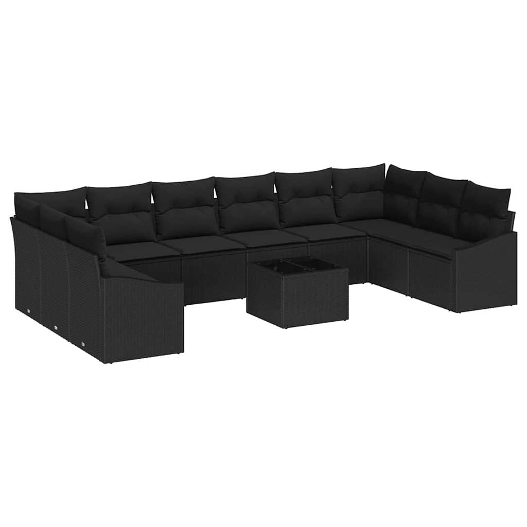 Set sofe 11 kom. Crna poliratan 344 x 178,5 x 85 cm