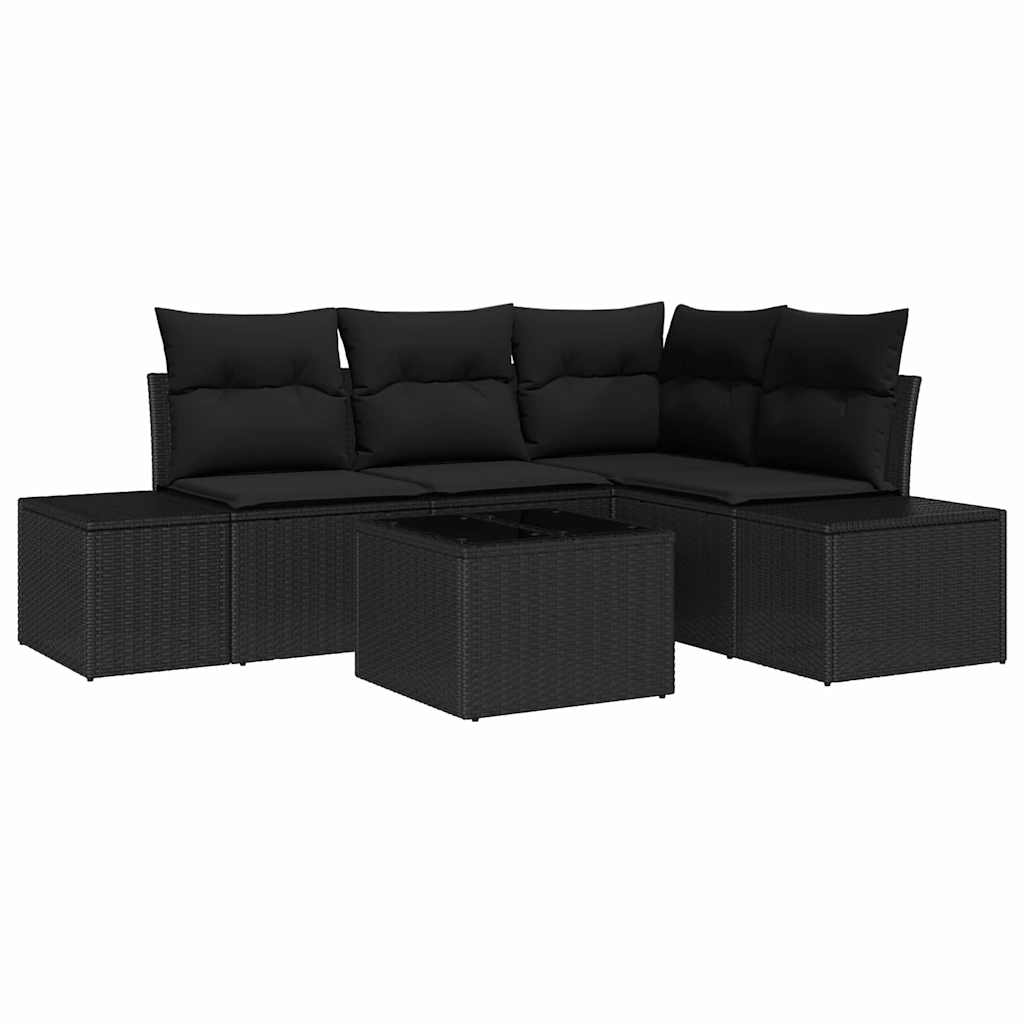 Sjedeća garnitura za vrt 5 kom. Crna poliratan 209 x 154 x 85 cm