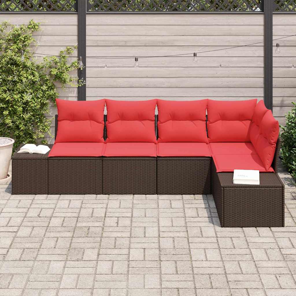 Sjedeća garnitura za vrt 5 kom. Smeđa poliratan 184 x 62 x 85 cm