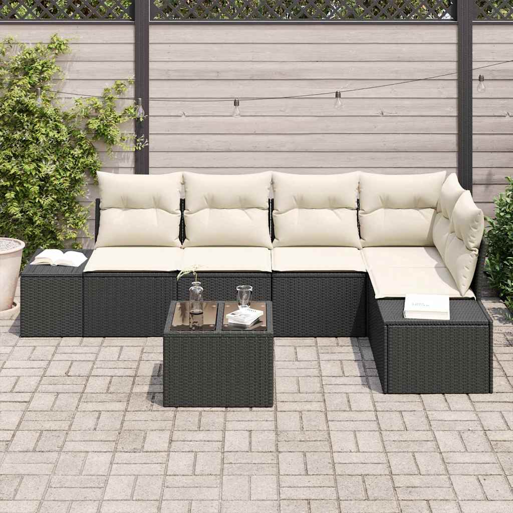 Sjedeća garnitura za vrt 6 kom. Crna poliratan 55 x 62 x 69 cm