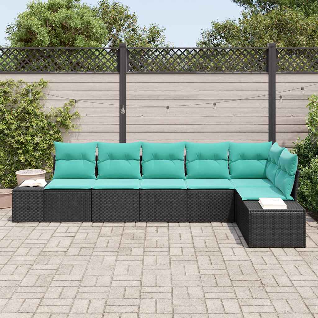 Sjedeća garnitura za vrt 6 kom. Crna poliratan 184 x 62 x 85 cm