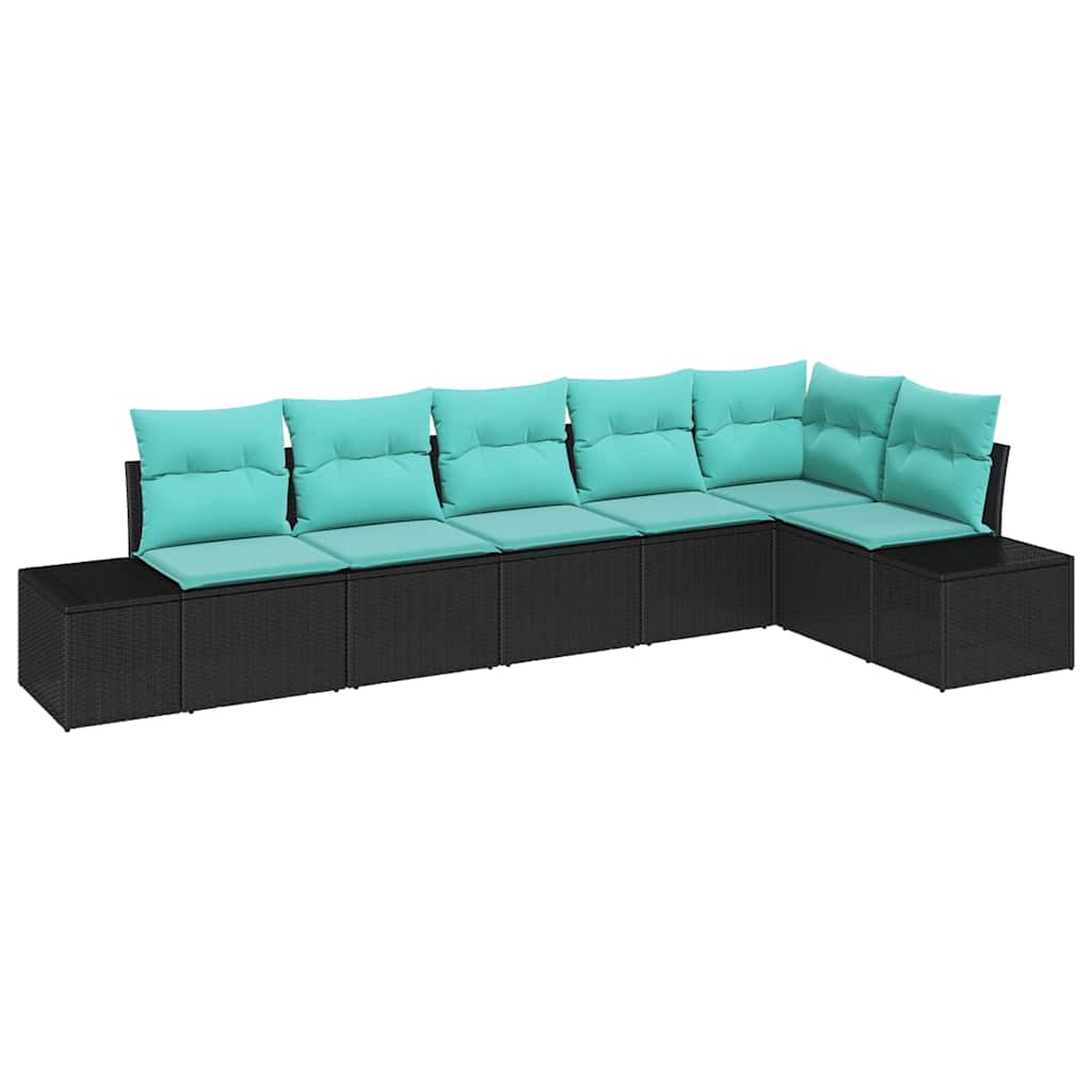 Sjedeća garnitura za vrt 6 kom. Crna poliratan 184 x 62 x 85 cm