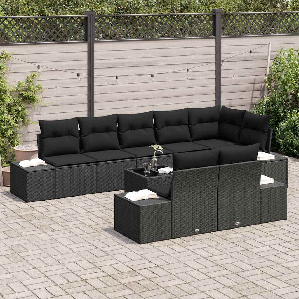 Sjedeća garnitura za vrt 9 kom. Crna poliratan 227 x 62 x 69 cm