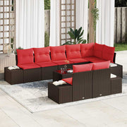 Sjedeća garnitura za vrt 9 kom. Smeđa poliratan 227 x 62 x 69 cm