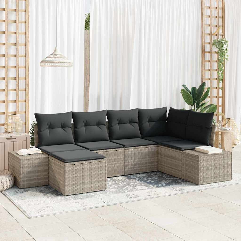 Sjedeća garnitura za vrt 6 kom. Svijetlo siva poliratan Svjetlosiva 184 x 62 x 85 cm