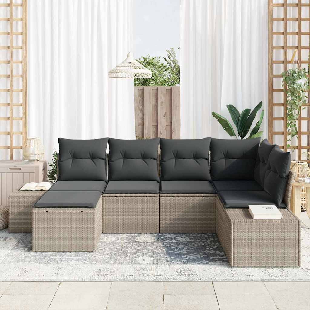 Sjedeća garnitura za vrt 6 kom. Svijetlo siva poliratan Svjetlosiva 184 x 62 x 85 cm