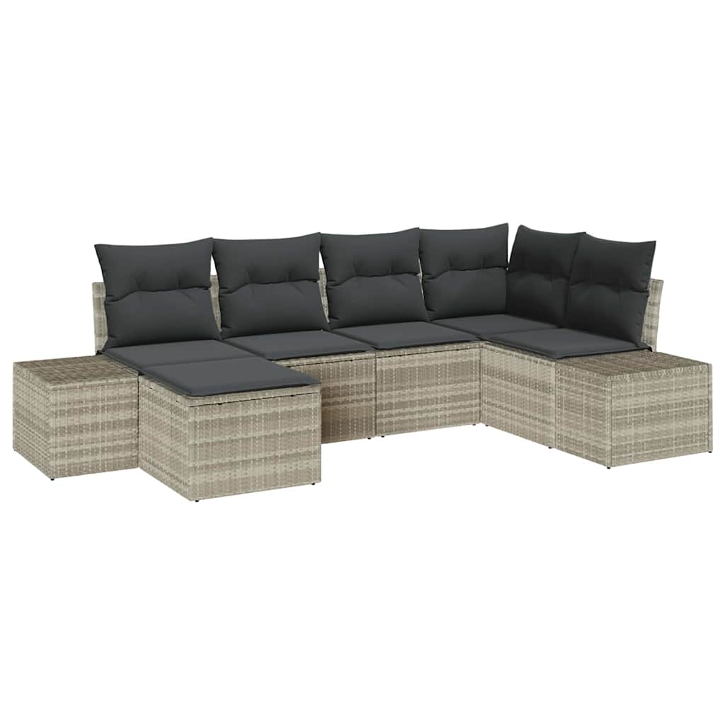 Sjedeća garnitura za vrt 6 kom. Svijetlo siva poliratan Svjetlosiva 184 x 62 x 85 cm