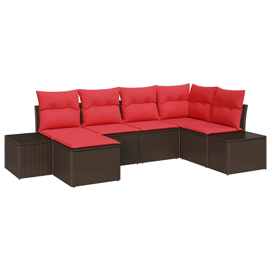 Sjedeća garnitura za vrt 6 kom. Smeđa poliratan 184 x 62 x 85 cm
