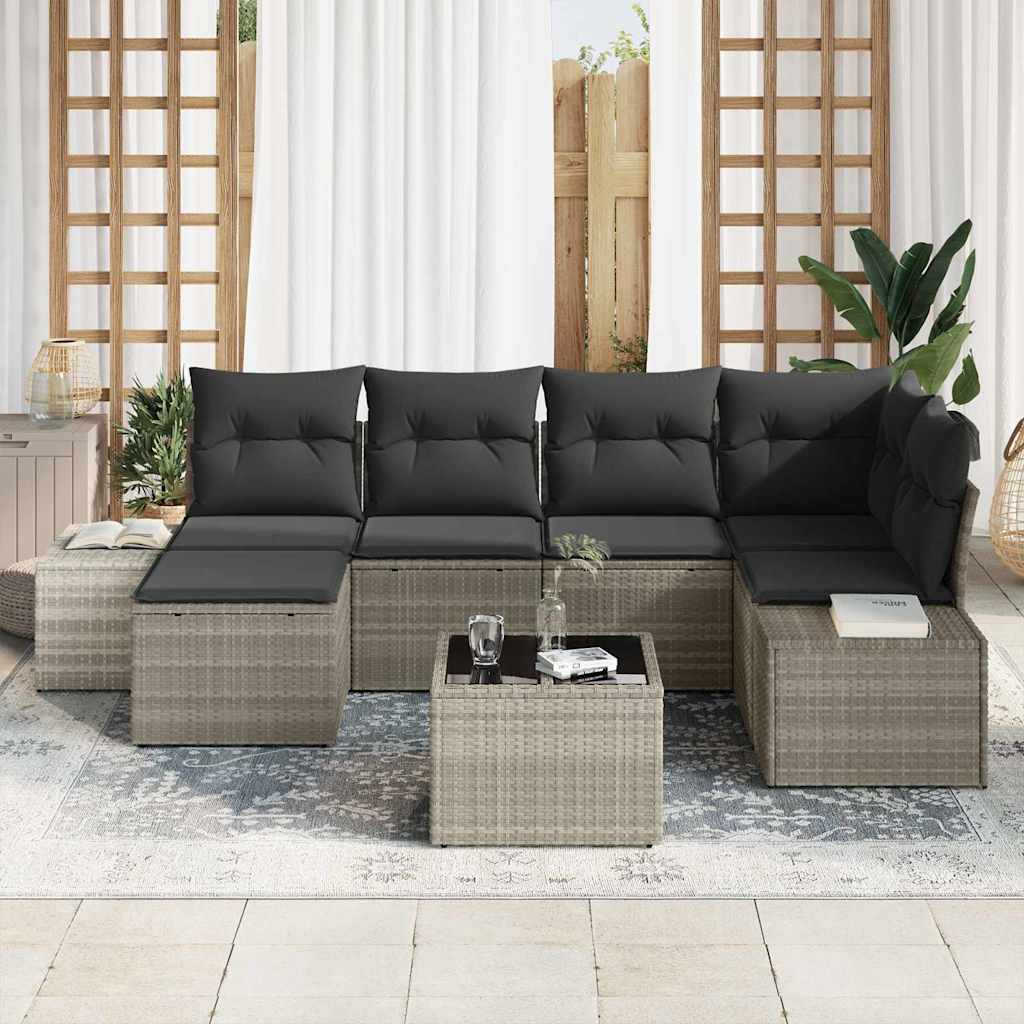 Sjedeća garnitura za vrt 7 kom. Svijetlo siva poliratan Svjetlosiva 55 x 62 x 69 cm
