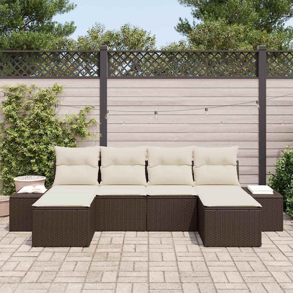 Sjedeća garnitura za vrt 6 kom. Smeđa poliratan 294 x 117 x 69 cm