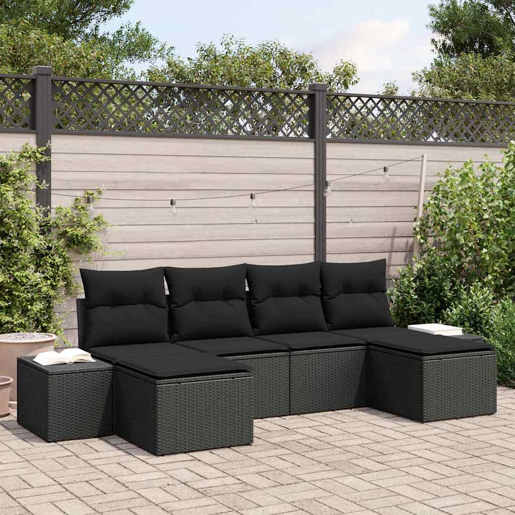 Sjedeća garnitura za vrt 6 kom. Crna poliratan 294 x 117 x 69 cm