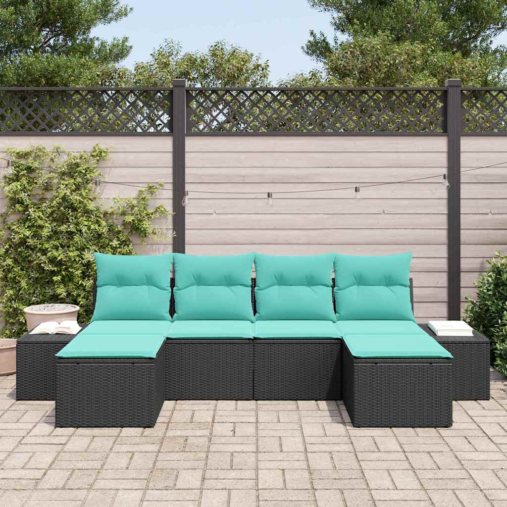 Sjedeća garnitura za vrt 6 kom. Crna poliratan 294 x 117 x 69 cm