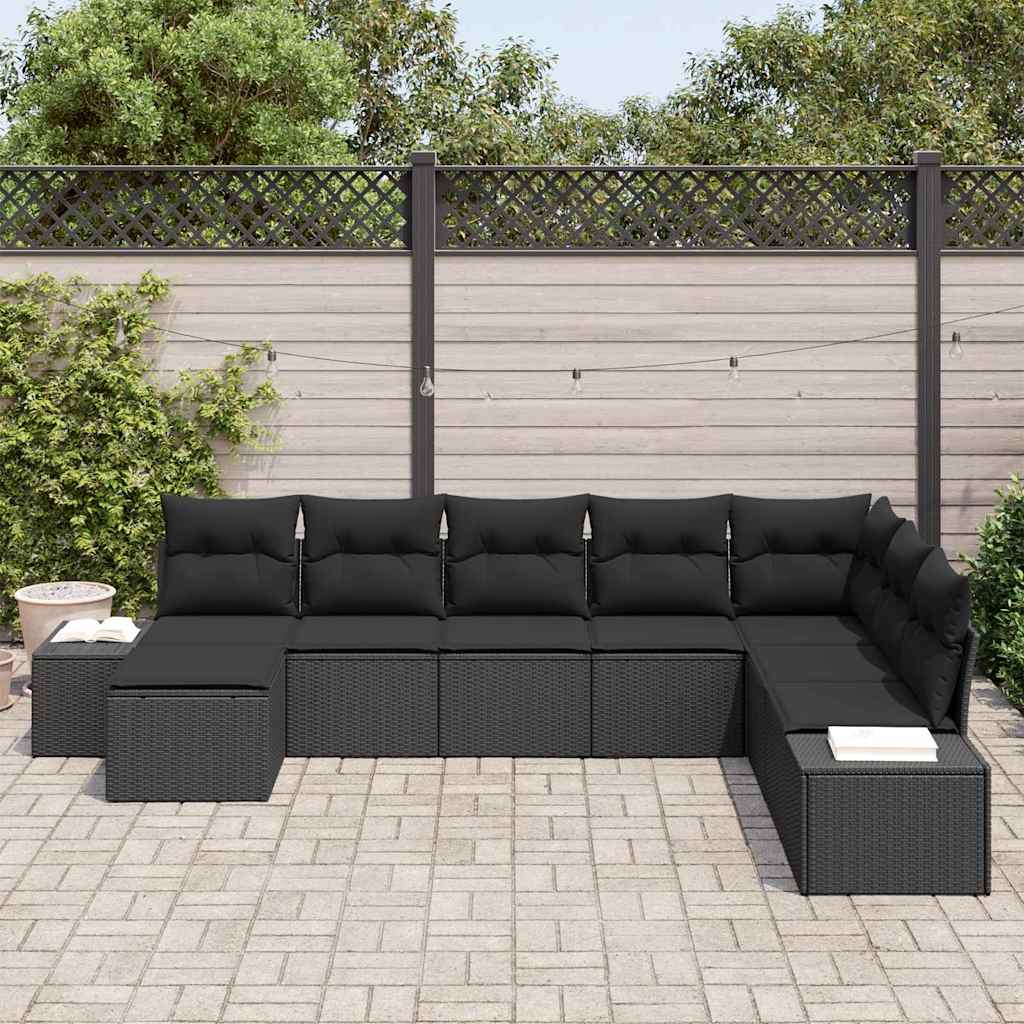 Sjedeća garnitura za vrt 8 kom. Crna poliratan 319 x 209 x 85 cm
