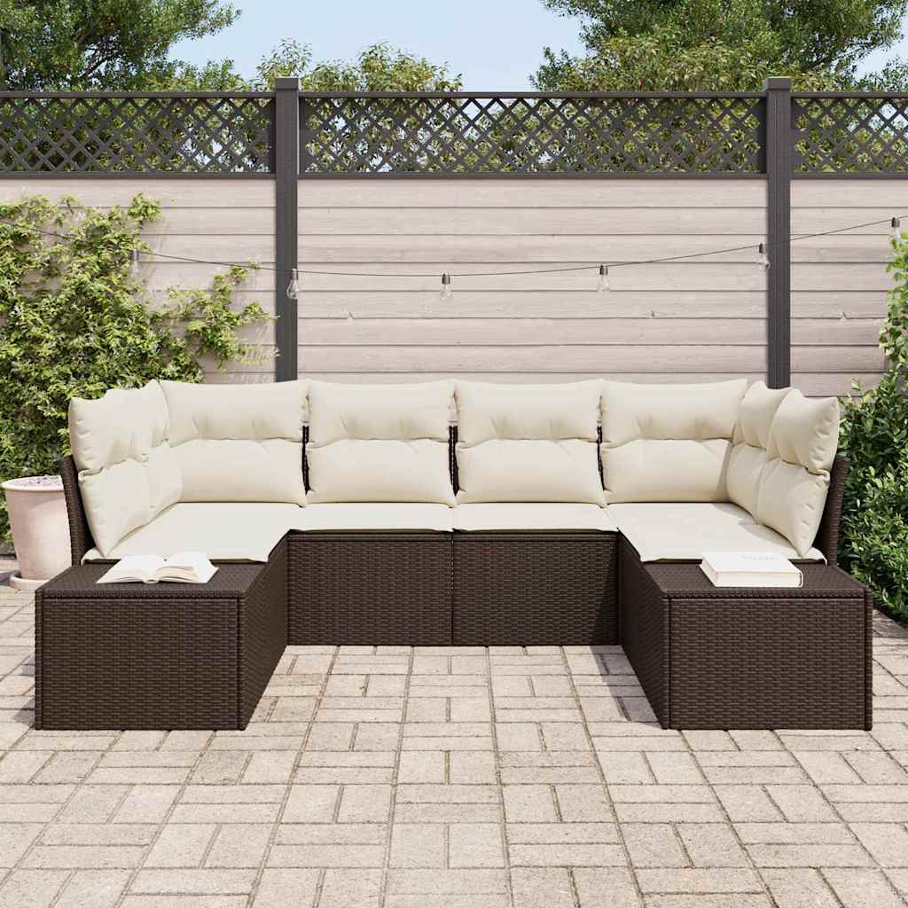 Sjedeća garnitura za vrt 6 kom. Smeđa poliratan 234 x 154 x 69 cm