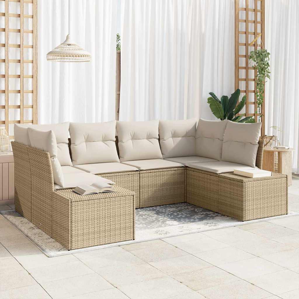 Sjedeća garnitura za vrt 6 kom. Bež poliratan 234 x 154 x 69 cm