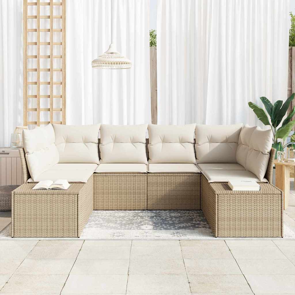 Sjedeća garnitura za vrt 6 kom. Bež poliratan 234 x 154 x 69 cm