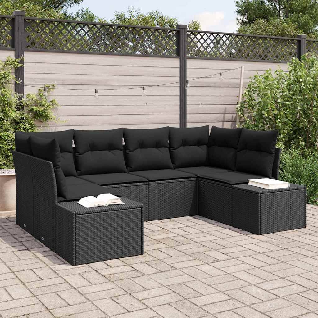 Sjedeća garnitura za vrt 6 kom. Crna poliratan 234 x 154 x 69 cm