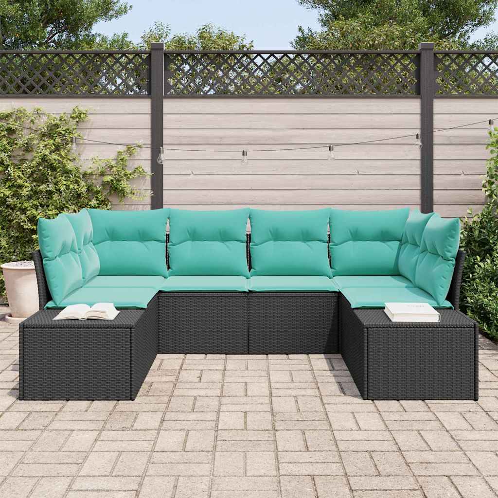 Sjedeća garnitura za vrt 6 kom. Crna poliratan 234 x 154 x 69 cm