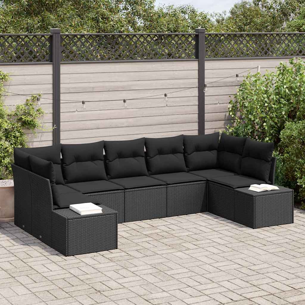 Sjedeća garnitura za vrt 7 kom. Crna poliratan 289 x 154 x 69 cm