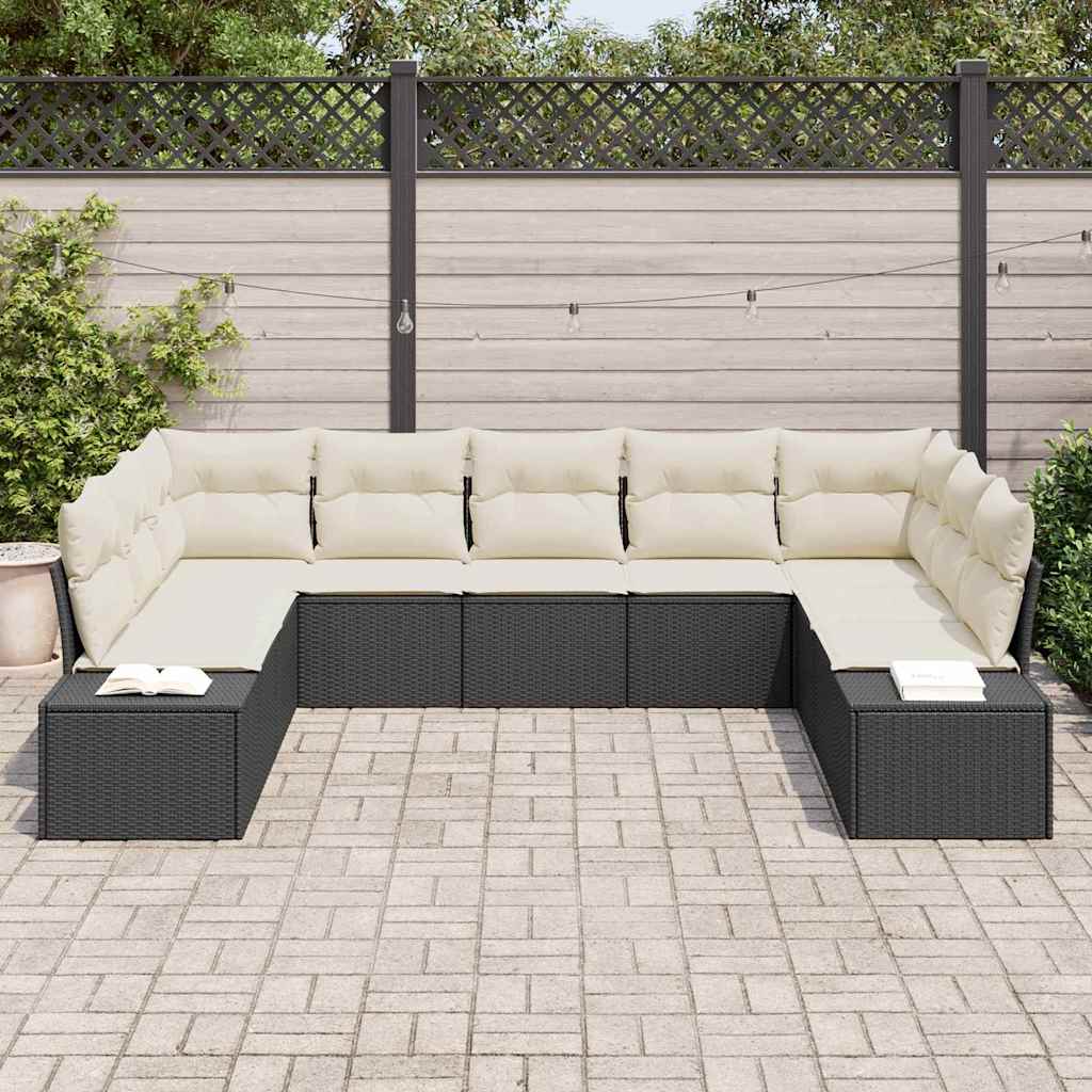 Sjedeća garnitura za vrt 9 kom. Crna poliratan 289 x 209 x 69 cm