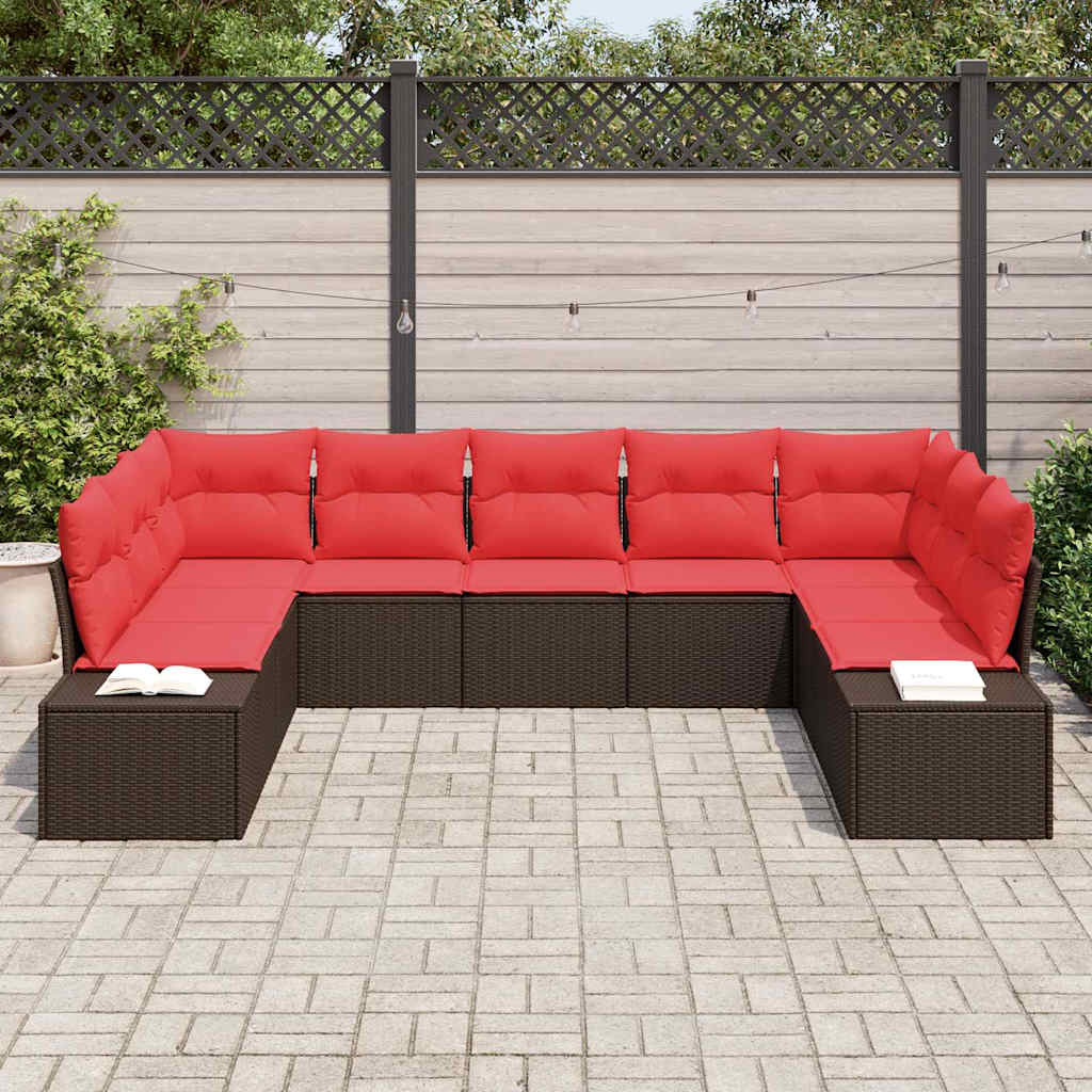 Sjedeća garnitura za vrt 9 kom. Smeđa poliratan 289 x 209 x 69 cm