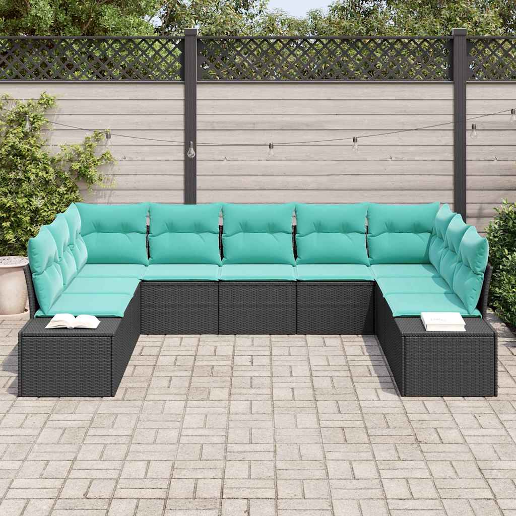 Sjedeća garnitura za vrt 9 kom. Crna poliratan 289 x 209 x 69 cm
