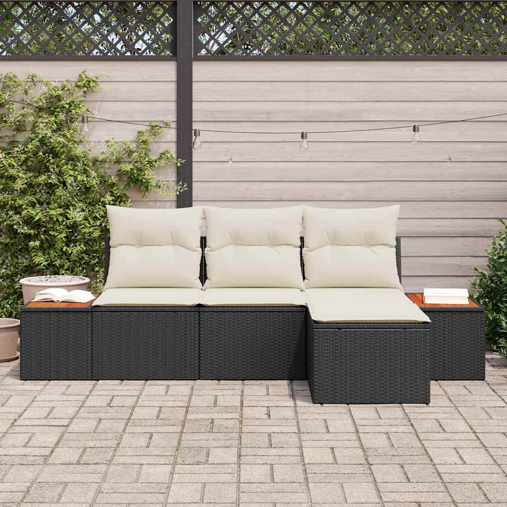 Sjedeća garnitura za vrt 4 kom. Crna poliratan 239 x 117 x 85 cm