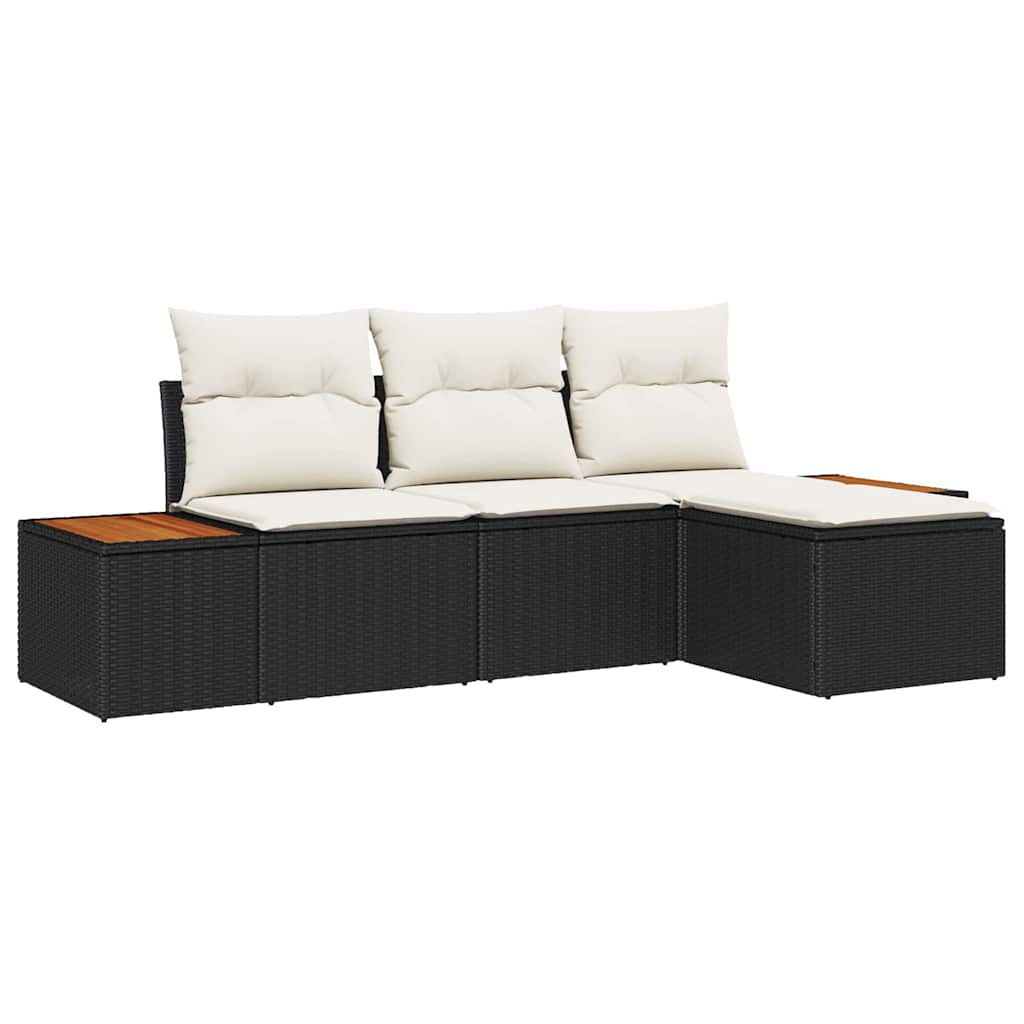 Sjedeća garnitura za vrt 4 kom. Crna poliratan 239 x 117 x 85 cm