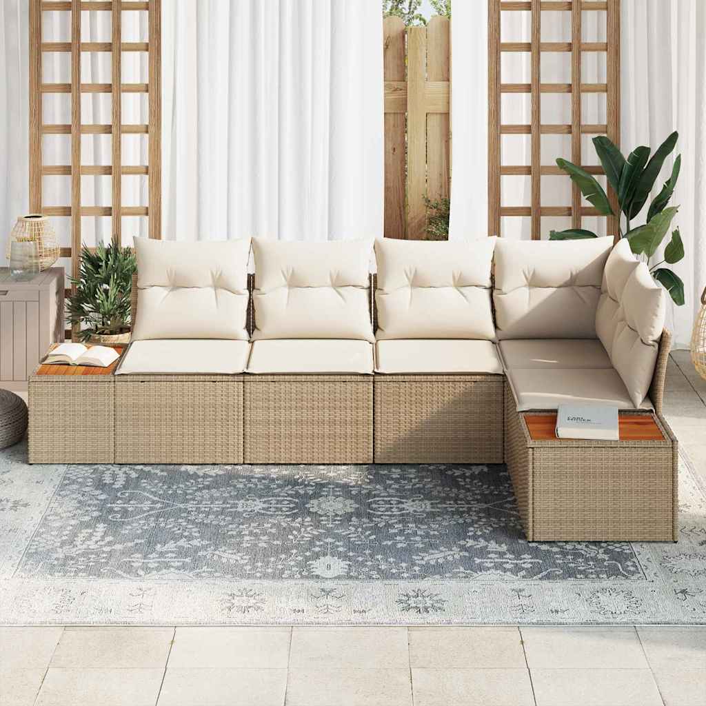 Sjedeća garnitura za vrt 5 kom. Bež Poli ratan 264 x 154 x 85 cm