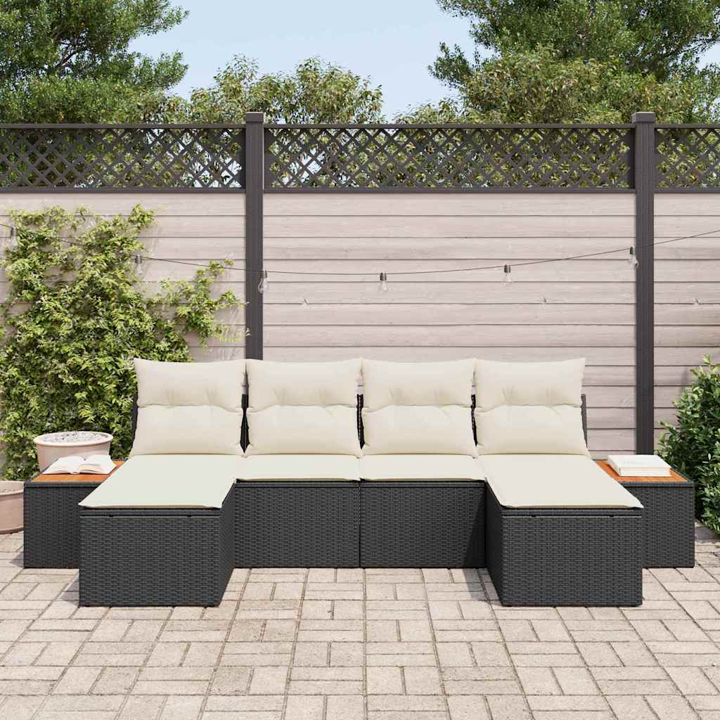 Sjedeća garnitura za vrt 6 kom. Crna poliratan 294 x 117 x 69 cm