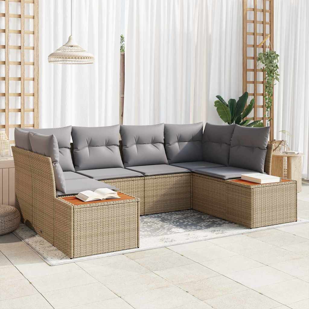Sjedeća garnitura za vrt 6 kom. Bež poliratan 234 x 154 x 69 cm