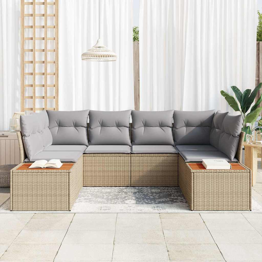 Sjedeća garnitura za vrt 6 kom. Bež poliratan 234 x 154 x 69 cm