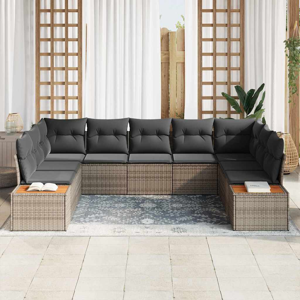 Sjedeća garnitura za vrt 9 kom. Siva Poli ratan 289 x 209 x 69 cm