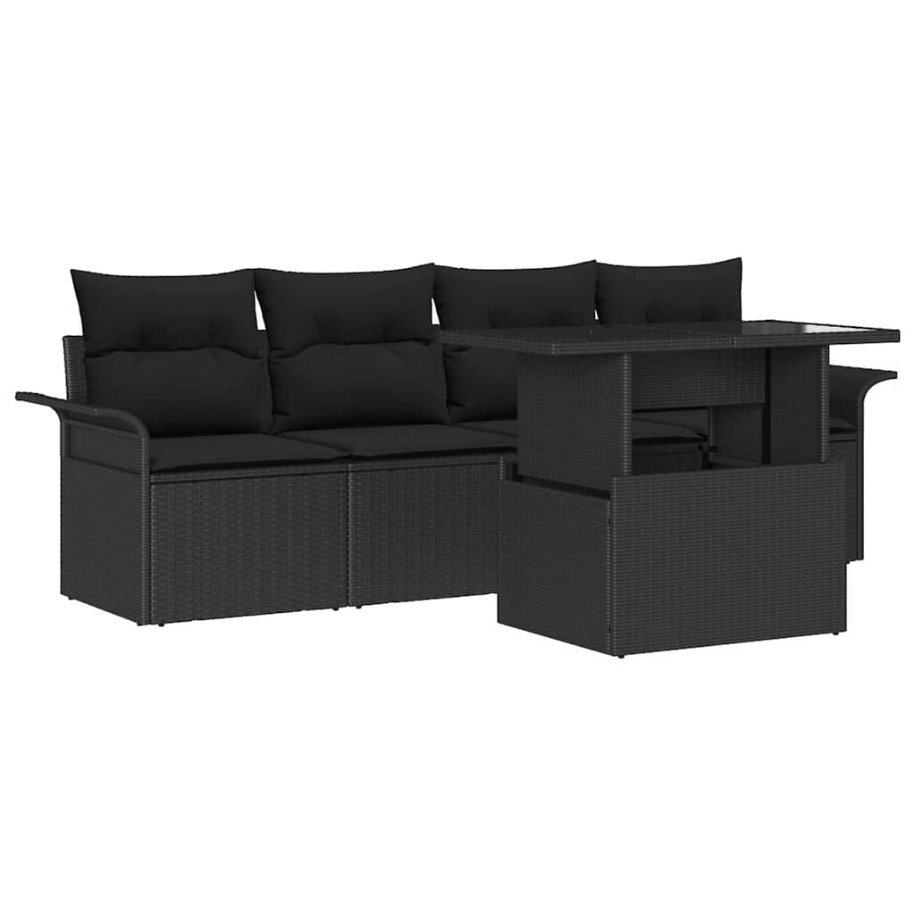 Sjedeća garnitura za vrt 5 kom. Crna poliratan 100 x 55 x 73 cm