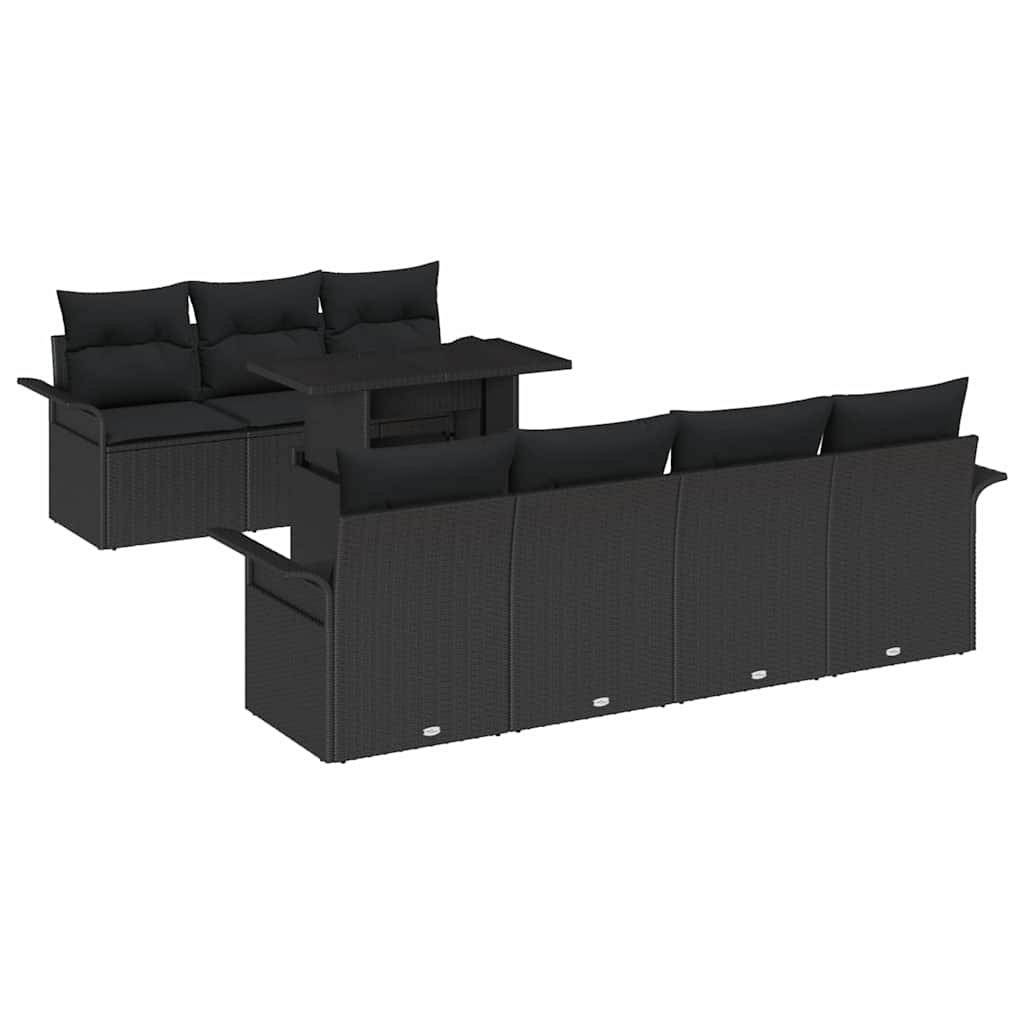 Sjedeća garnitura za vrt 8 kom. Crna poliratan 100 x 55 x 73 cm