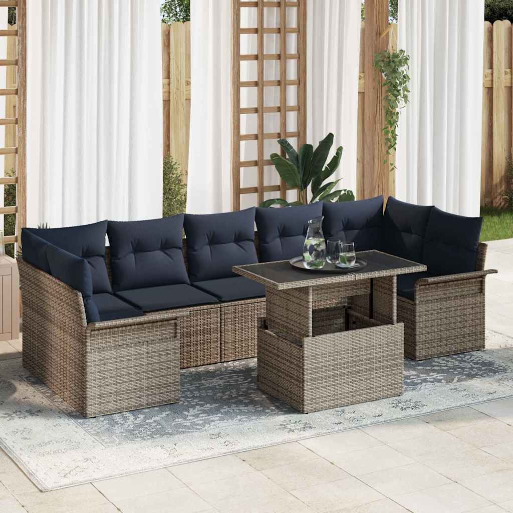 Sjedeća garnitura za vrt 8 kom. Siva poliratan 100 x 55 x 73 cm