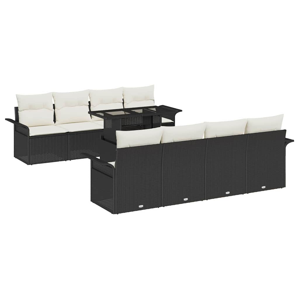 Sjedeća garnitura za vrt 9 kom. Crna poliratan 100 x 55 x 73 cm