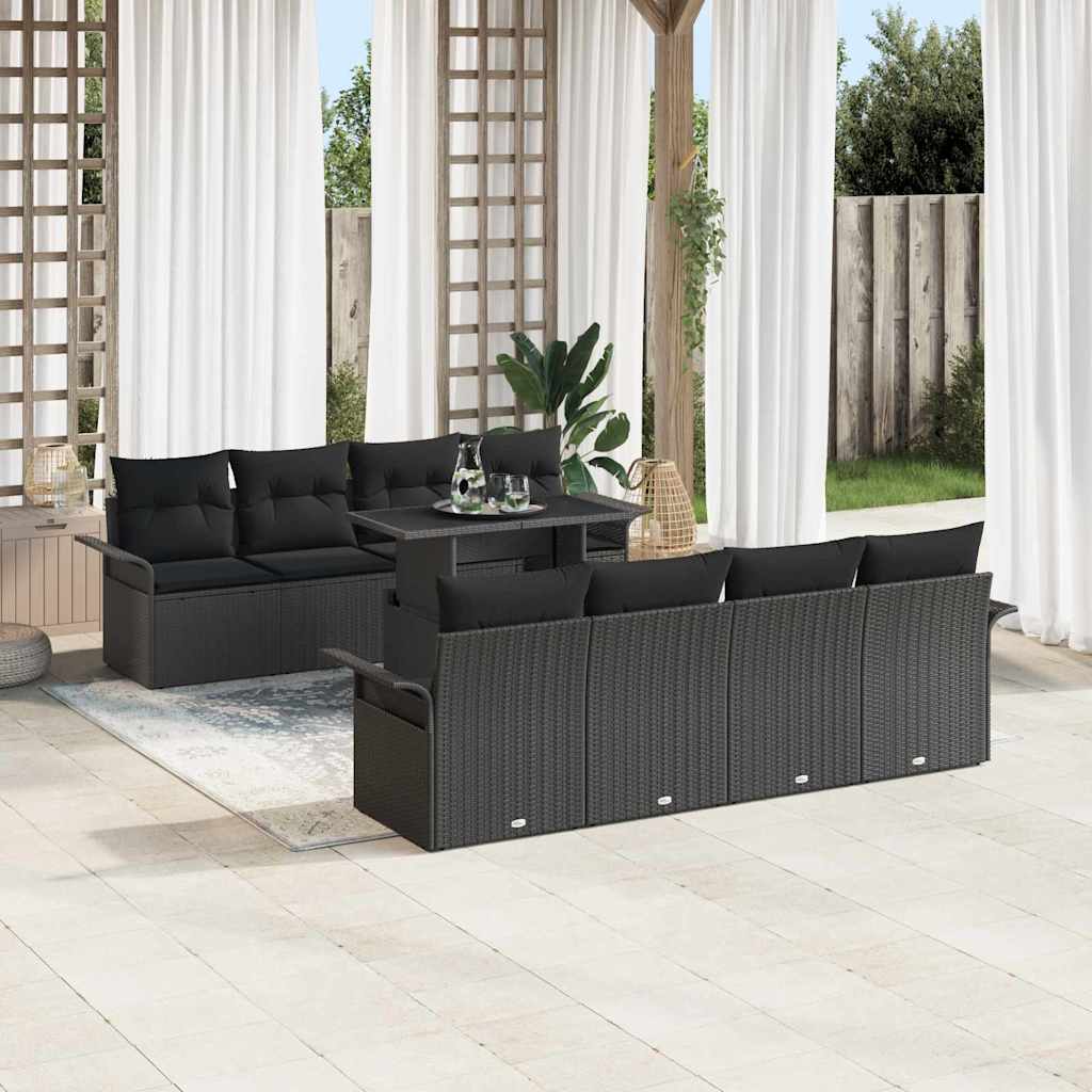 Sjedeća garnitura za vrt 9 kom. Crna poliratan 100 x 55 x 73 cm