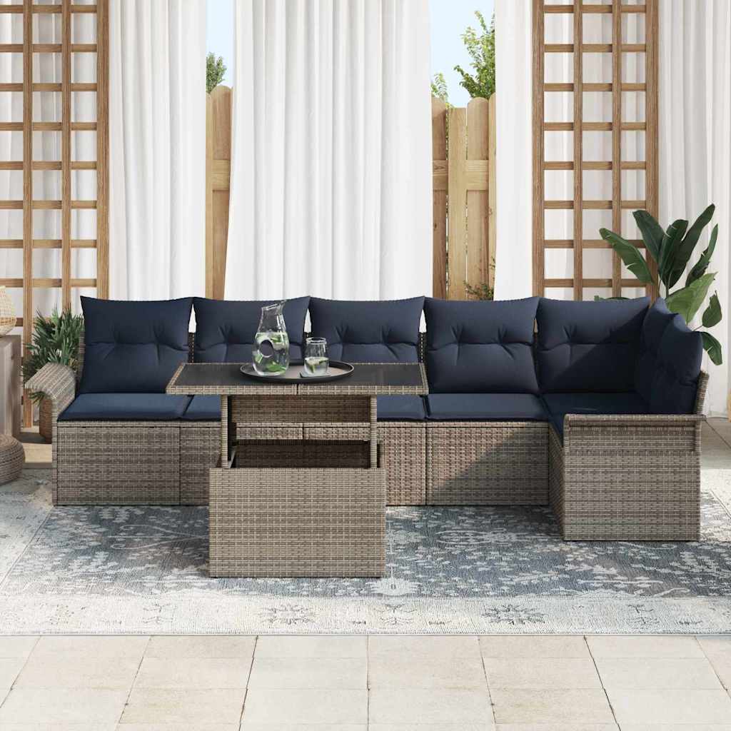 Sjedeća garnitura za vrt 7 kom. Siva Poli ratan 100 x 55 x 73 cm