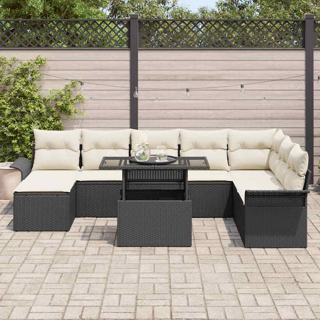 Sjedeća garnitura za vrt 9 kom. Crna poliratan 62 x 62 x 69 cm